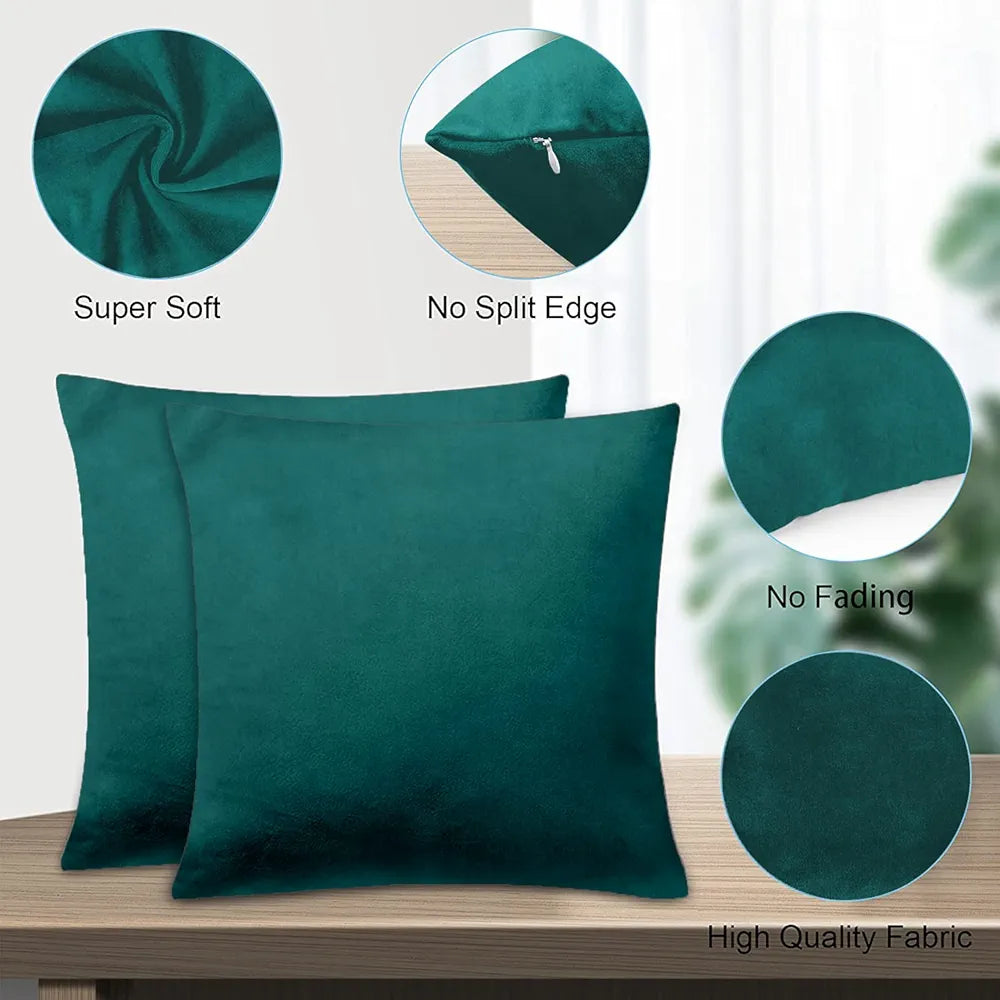 Cloth Fusion Velvet Sofa Cushion Cover Set of 2, Luxurious Cushion Cover Set 16-inch x 16 inch for Home Decor